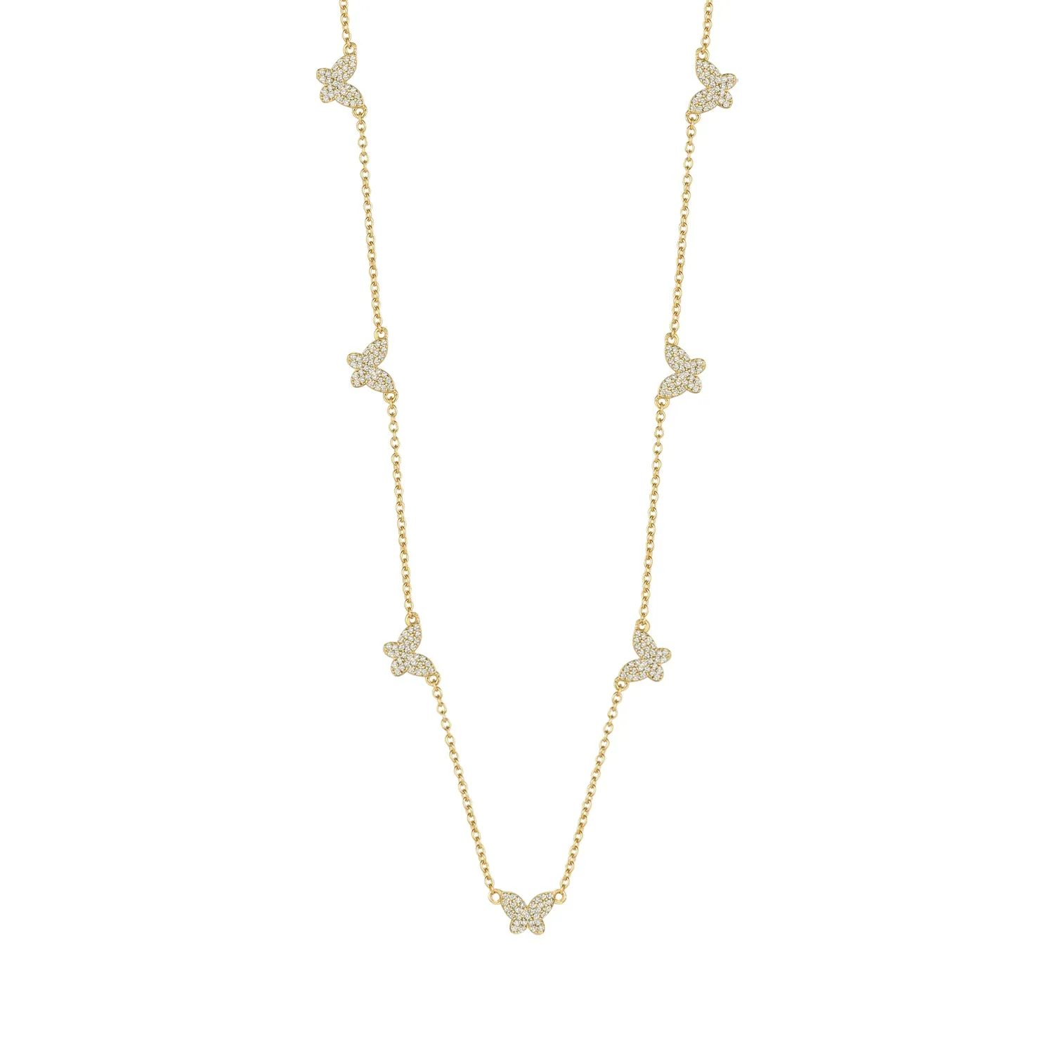 Sterling Silver Butterfly Station Necklace