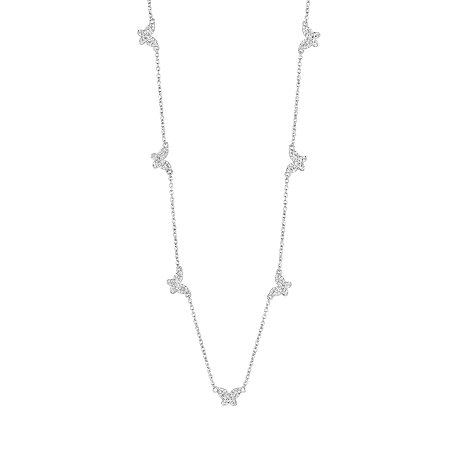 Sterling Silver Butterfly Station Necklace