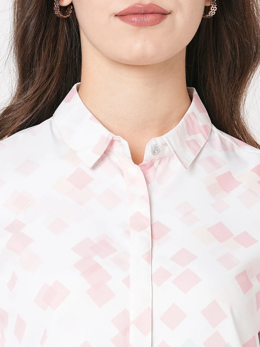 Women Diamond Print Slim Fit Shirt