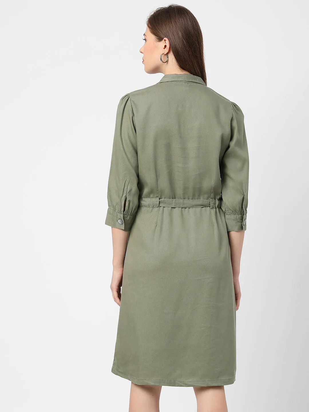 Women Slim Fit With Waist Tie-Up Shirt Dress