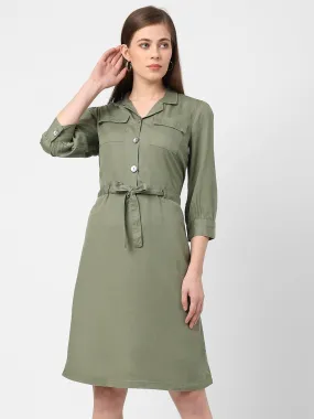 Women Slim Fit With Waist Tie-Up Shirt Dress