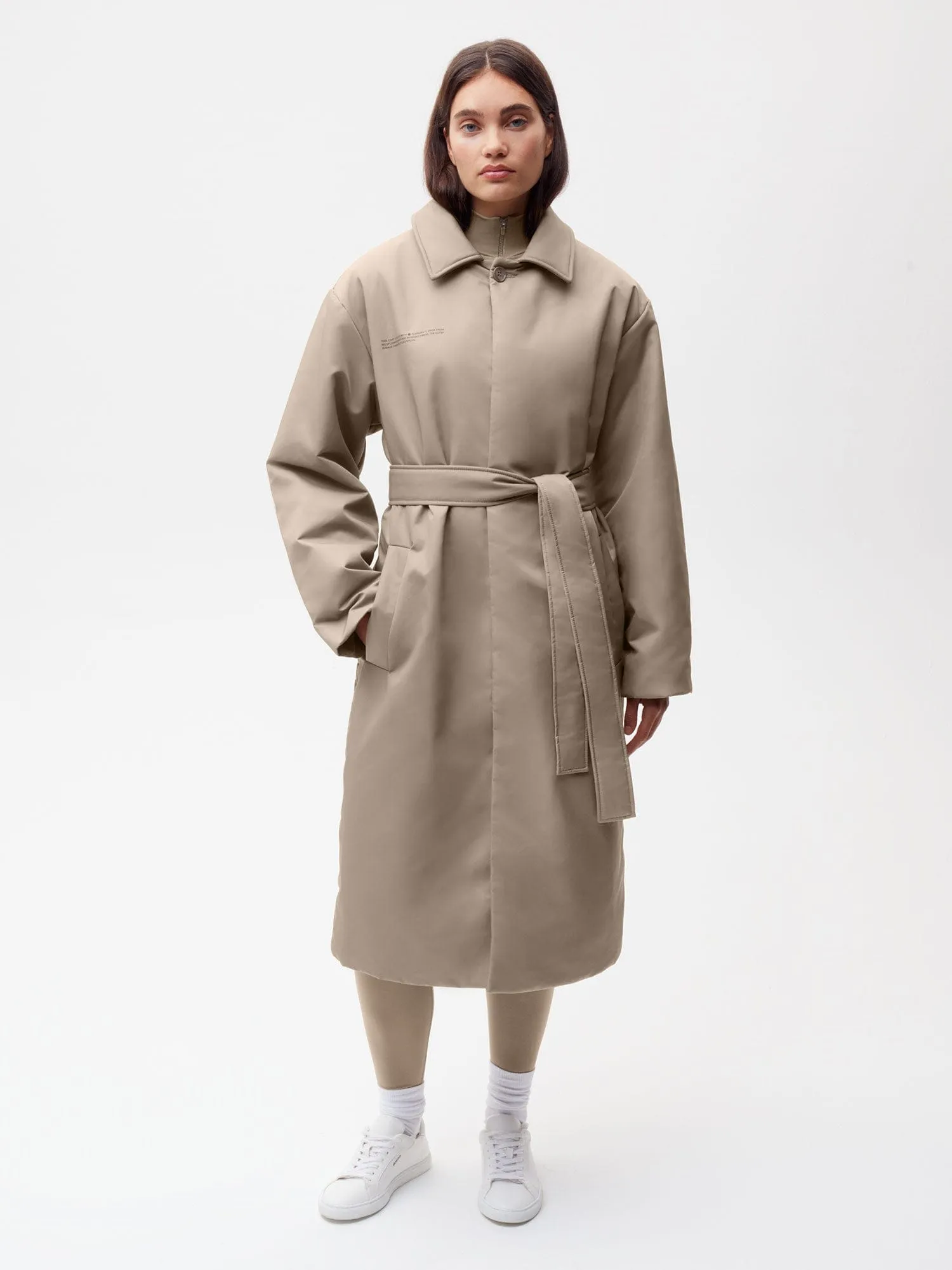 Womens Flower-Warmth Trench Coat—taupe