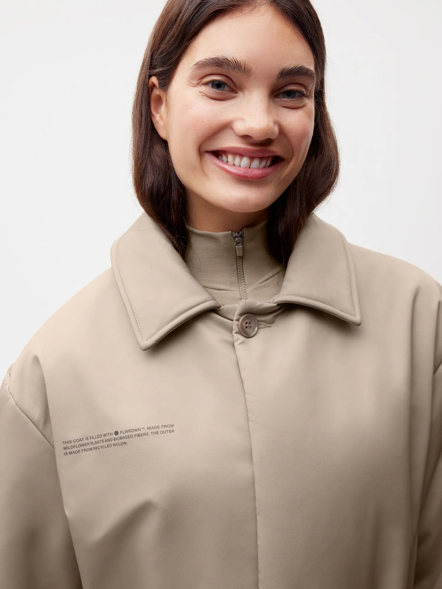 Womens Flower-Warmth Trench Coat—taupe