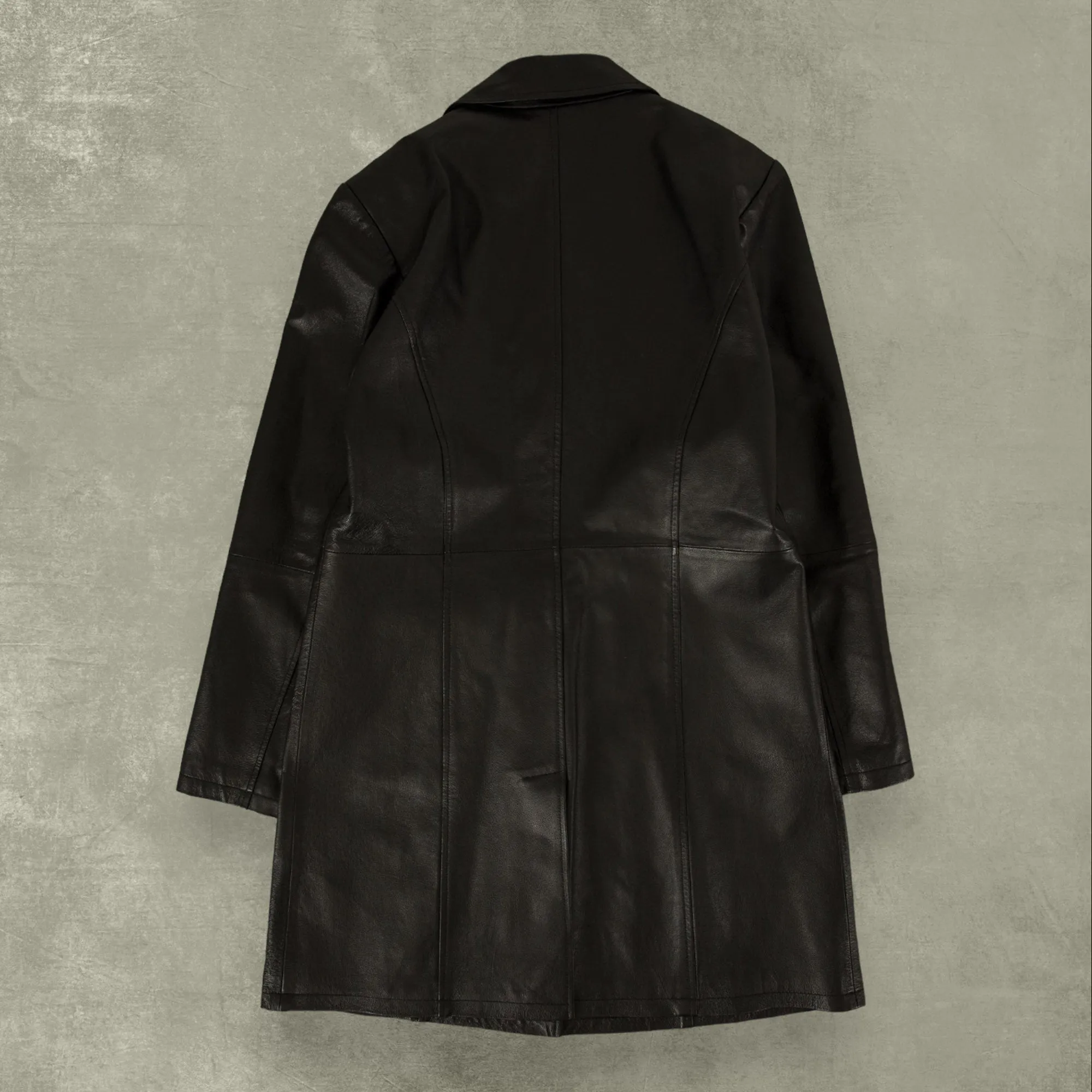 WOMEN'S VINTAGE FAUX LEATHER TRENCH COAT JACKET - MEDIUM